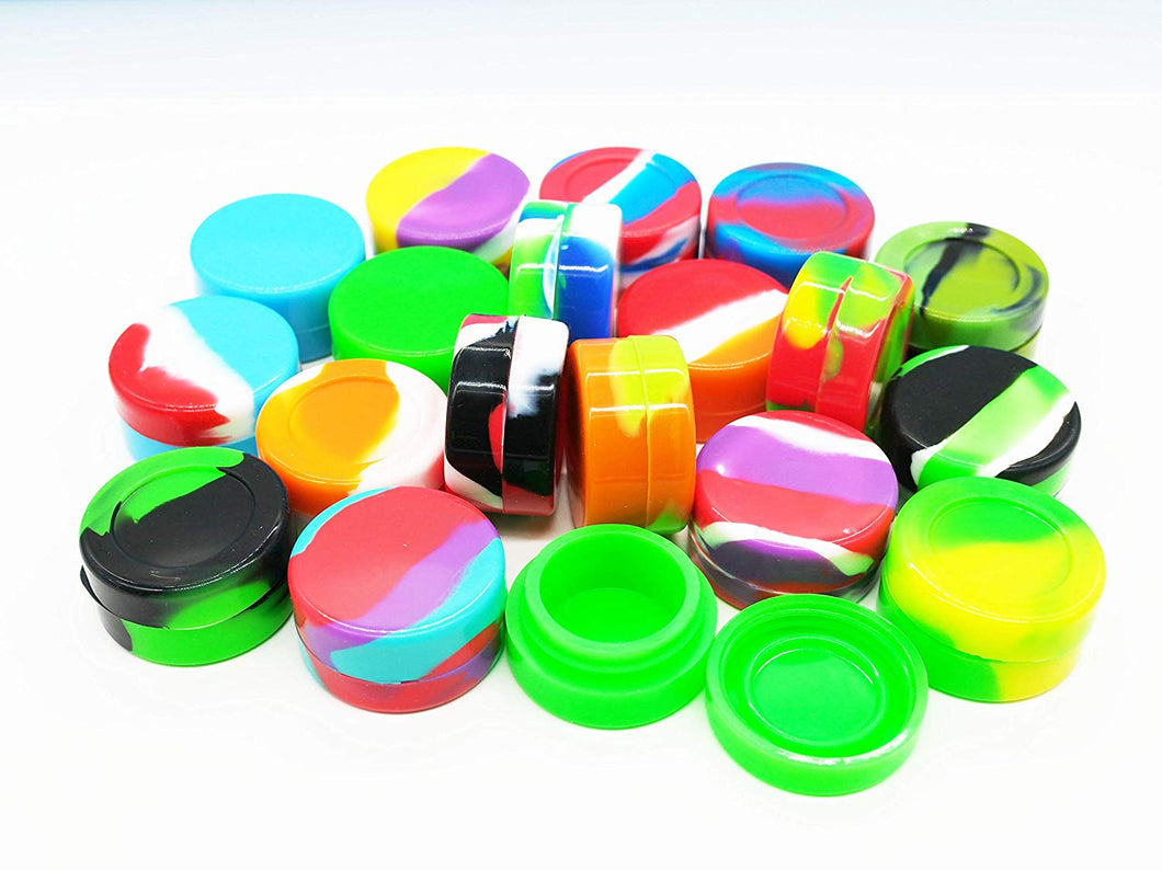 WINCIG 500pcs Food Grade 7mL Non-stick Silicone Containers Storage Jar Seals Oil Wax Concentrate For Wax, Balm, Paint, Makeup [BPA Free/FDA Safe], Assorted Colors