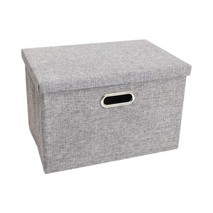 LUFOFOX Storage Box with Lids and Handles Natural Fabric Collapsible Storage Baskets for Closet Shelves Drawers (Gray,13X9.3X7.1 inch) … (Gray)