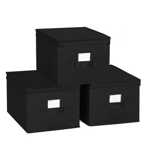 SONGMICS Large Storage Cubes Bin Box with Lids and Handles, Non-Woven Fabric Foldable Cloth Organizer for Home, Office, Nursery, Closet, Bedroom, Living Room, Set of 3, Grey URLB40GY