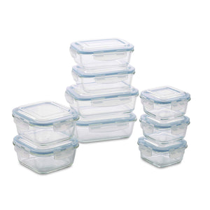 1790 Glass Food Storage Containers - 18 Piece - BPA Free - Dishwasher Safe - Oven Safe - Airtight Seal - Reusable Food Container Set - Use for Home, Kitchen and Restaurant
