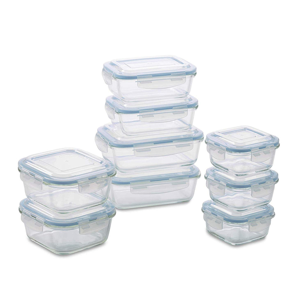 1790 Glass Food Storage Containers - 18 Piece - BPA Free - Dishwasher Safe - Oven Safe - Airtight Seal - Reusable Food Container Set - Use for Home, Kitchen and Restaurant