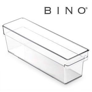BINO Refrigerator, Freezer and Pantry Cabinet Storage Drawer Organizer Bin, Clear and Transparent Plastic Nesting Container for Home and Kitchen with Built-in Pull Out Handle, X-Small