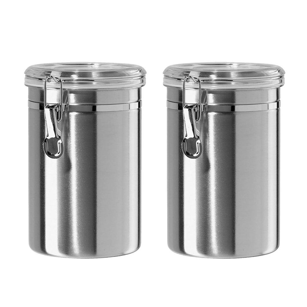 Airtight Canisters Sets for the Kitchen Stainless Steel - Beautiful for Kitchen Counter, Small 32oz, Food Storage Container, Tea Coffee Sugar Canisters by SilverOnyx - Small 32oz - 2 Piece