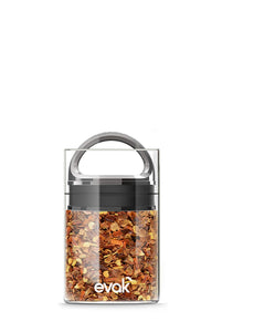 Best PREMIUM Airtight Storage Container for Coffee Beans, Tea and Dry Goods - EVAK - Innovation that Works by Prepara, Glass and Stainless, Dark Chrome Handle, Mini