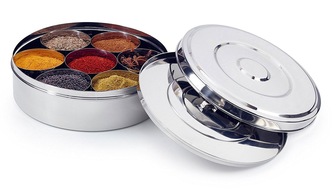 Stainless Steel Spice Box Spice Container Kitchen Masala Dabba With 7 Container And Spoon Indian Masala Dabba Kitchen Spice Box, Spice Rack Spice Storage Containers
