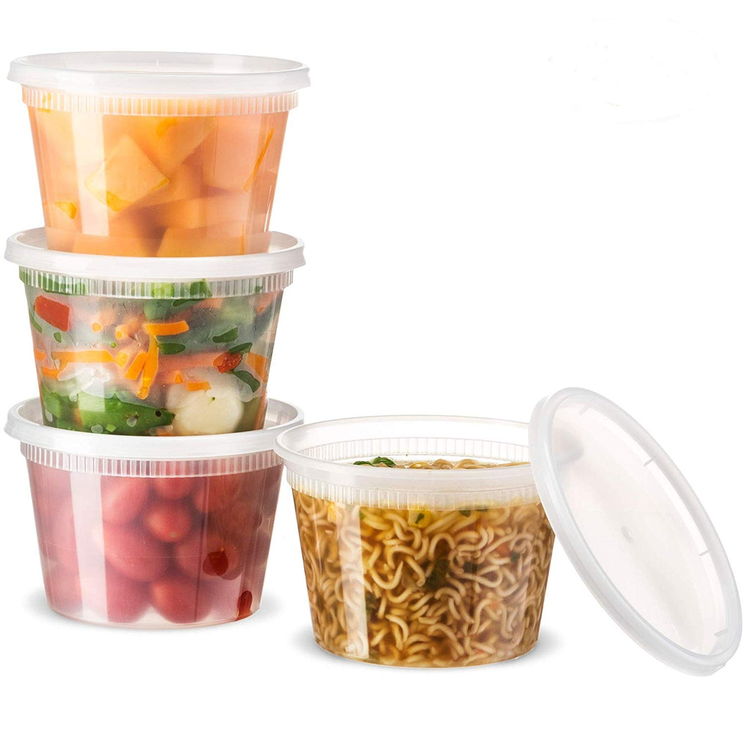 Basix Deli Food Storage Container with Lids 16 Ounce Pack of 24 Leakproof Containers, Great For Meal Prep, Picnic, Take Out, Fruits, Cookies, Or Any Kind Of Food