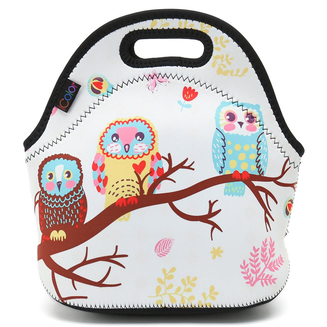 ICOLOR Cute Three Butterflies Insulated Neoprene Lunch Bag Tote Handbag lunchbox Food Container Gourmet Tote Cooler warm Pouch For School work Office