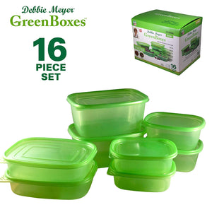 Debbie Meyer GreenBoxes, Food Storage Containers with Lids, Keep Fruits, Vegetables, Baked Goods & Snacks Fresher Longer! BPA Free, Microwave & Dishwasher Safe- 16 Piece Set