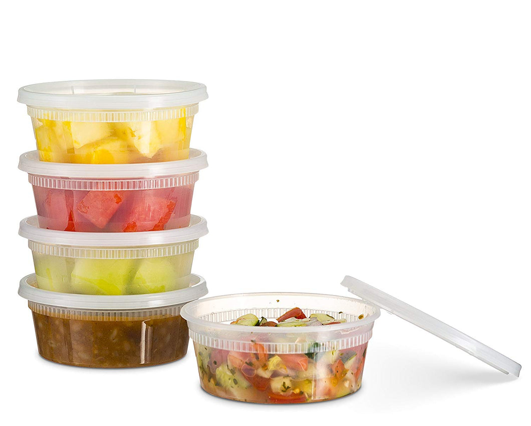 Basix Deli Food Storage Container with Lids 8 Ounce Pack of 72 Leakproof Containers, Great For Meal Prep, Picnic, Take Out, Fruits, Cookies, Or Any Kind Of Food