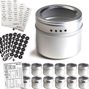12 Magnetic Spice Tins 113 Clear & 126 Chalkboard Stickers
