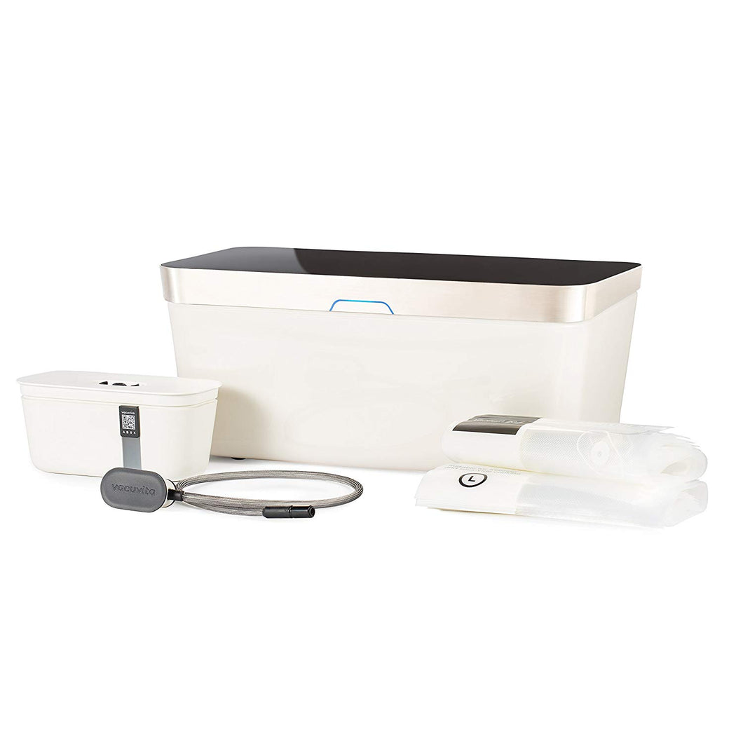 Vacuvita One Touch Vacuum Storage System, Resealable and Reusable Vacuum Sealer - White