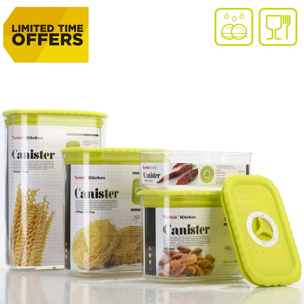 Tartek Airtight Food Storage Containers Set - Stackable Pantry Storage Canisters with Date Tracker - BPA Free - Durable & Clear Plastic with Lid