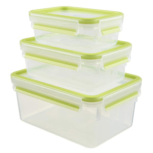 Emsa 515585"Clip & Close 2.0" 3 Piece Food Storage Container, Light Green