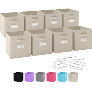 Royexe - Storage Cubes - (Set Of 6) Storage Baskets | Features Dual Handles & Label Window with 10 Label Cards | Cube Storage Bins | Foldable Fabric Closet Shelf Organizer (Purple)