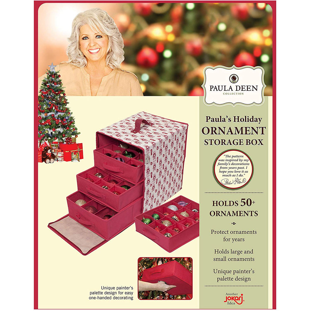 Paula Deen Ornament Storage Container & Closet Organizer - Perfect Holder for Christmas Tree or Holiday Decorations, Hard Cube, Chest, Box Design is Hard to Keep Safe Small, Big Glass or Ornaments