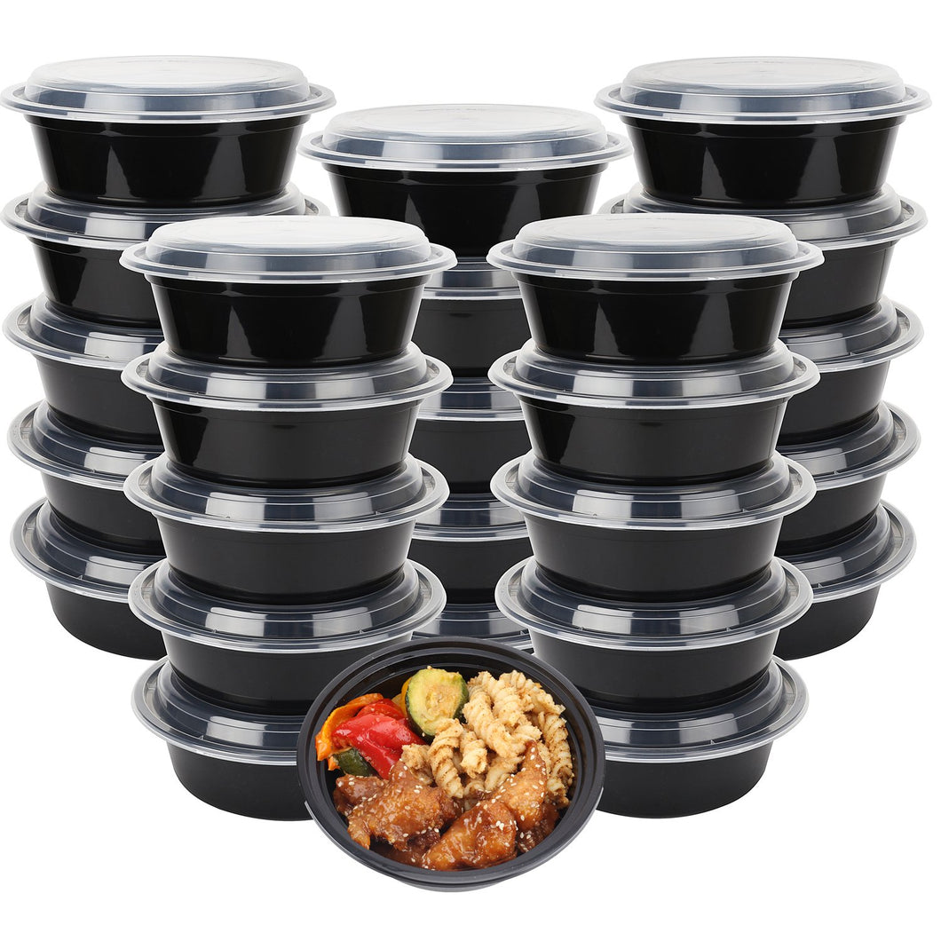 50-Pack meal prep Plastic Microwavable Food Containers for meal prepping bowls with Lids (28 oz.) Black Reusable Storage Lunch Boxes -BPA-Free Food Grade -Freezer & Dishwasher Safe. - HIGH QUALITY