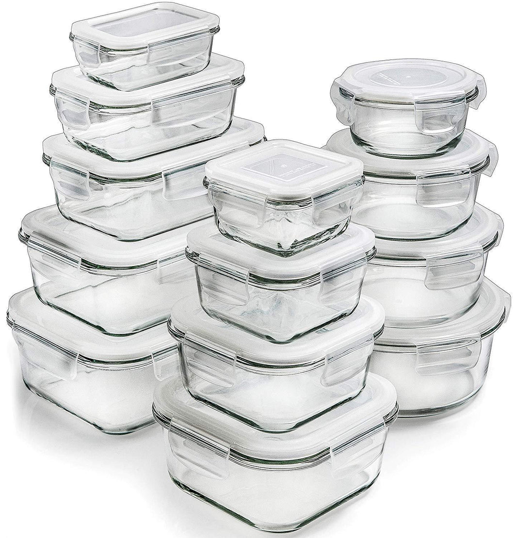 Glass Storage Containers with Lids (13-Pack) - Glass Food Storage Containers Airtight - Glass Containers with Lids - Glass Meal Prep Containers Glass Food Containers by Prep Naturals