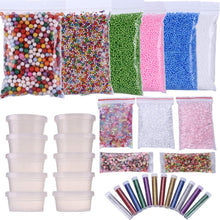 36 Pack Slime Making Kit Supplies 6pack Foam Beads 51500pcs,10pack Slime Storage Containers,12 Glitter Shake Jars,3pack Fishbowl Beads,2000pcs Fruit S