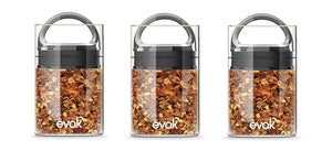 Best PREMIUM Airtight Storage Container for Coffee Beans, Tea and Dry Goods - EVAK - Innovation that Works by Prepara, Glass and Stainless, Dark Chrome Handle, Mini: Set of 3