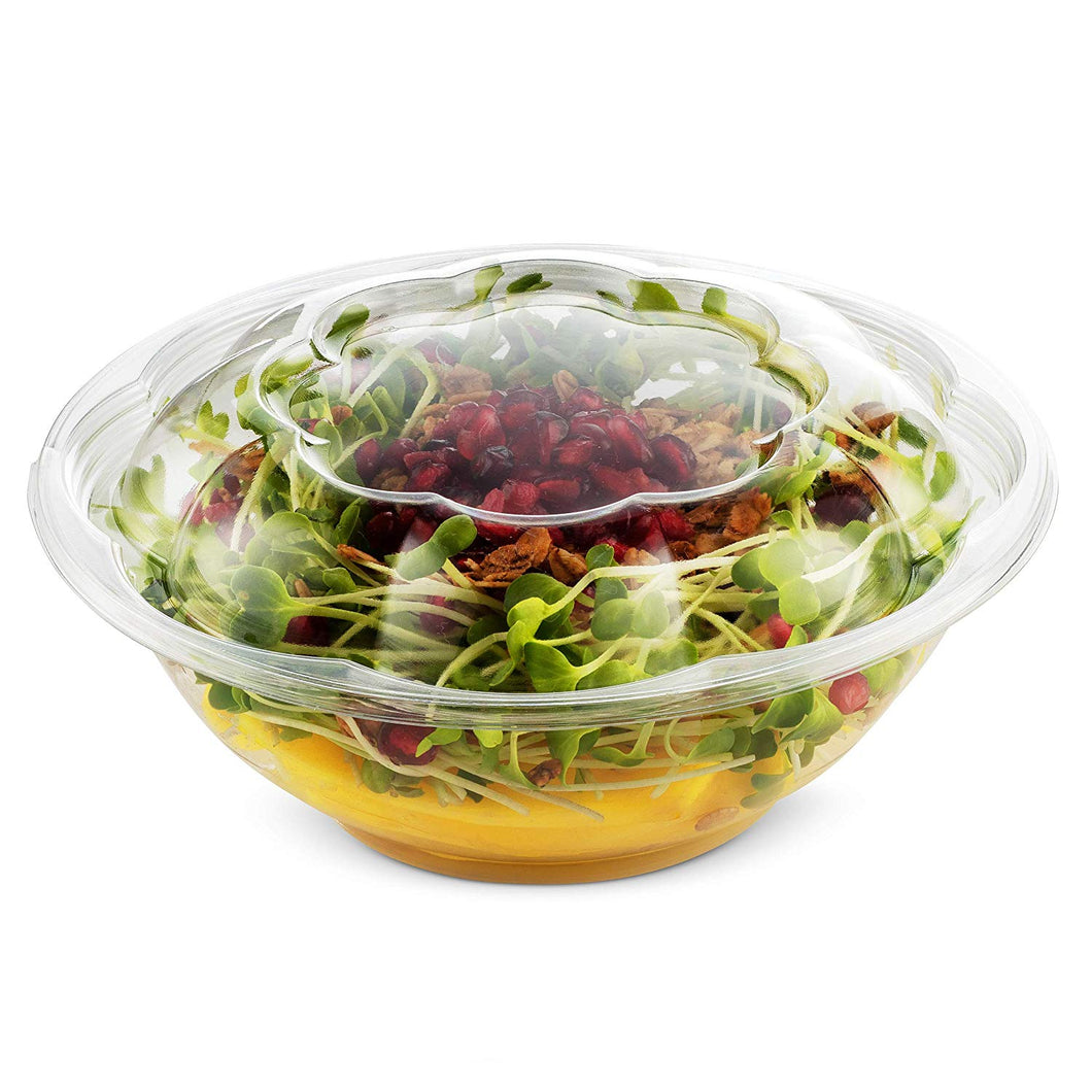 25 Pack Clear Plastic Disposable Salad Containers Set with Leak Proof Lids (24 Ounce) – Bulk Pack of Portable Salad To-Go Meal Prep Food Boxes - Fresh Airtight Seal - by NYHI Direct