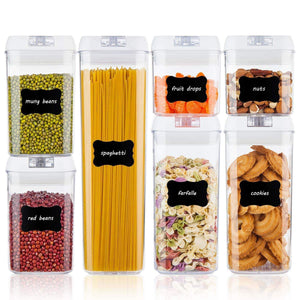 Airtight Food Storage Containers,Vtopmart 7 Pieces BPA Free Plastic Cereal Containers with Easy Lock Lids,for Kitchen Pantry Organization and Storage,Include 24 Free Chalkboard Labels and 1 Marker