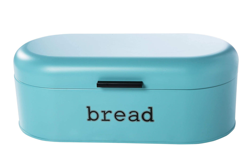 Large Bread Box for Kitchen Counter - Bread Bin Storage Container With Lid - Metal Vintage Retro Design for Loaves, Sliced Bread, Pastries, Teal, 17 x 9 x 6 Inches