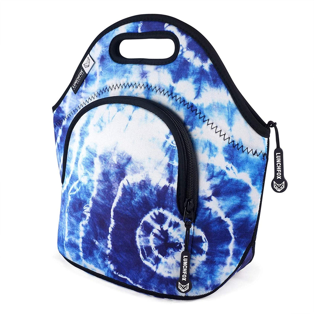 Neoprene Lunch Bag for Women/Men - Heart of Venice by LunchFox - Tie Dye Insulated Bags/Totes - (The Original) Ultra Thick Neoprene Lunch Tote - The Adult 'Lunch Box' for Work, School, or Play