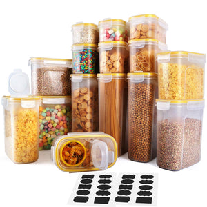 Cereal Container, VERONES Airtight Plastic Storage Containers Perfect for Food Storage Containers Kitchen Storage Containers (1.7 Inch Diameter Round Mouth Not for Big Cereal) 10 Pack