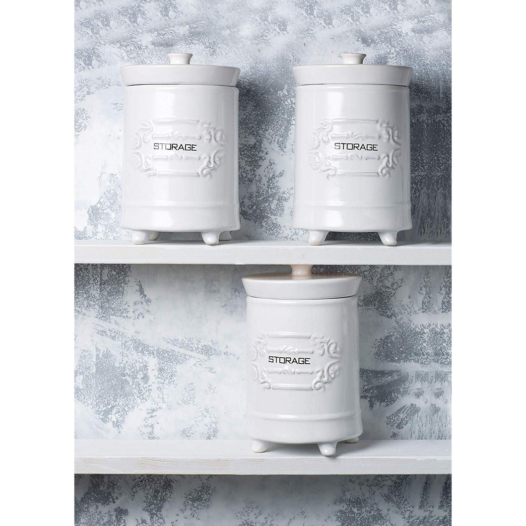 French Design White Ceramic Canister Set for Kitchen