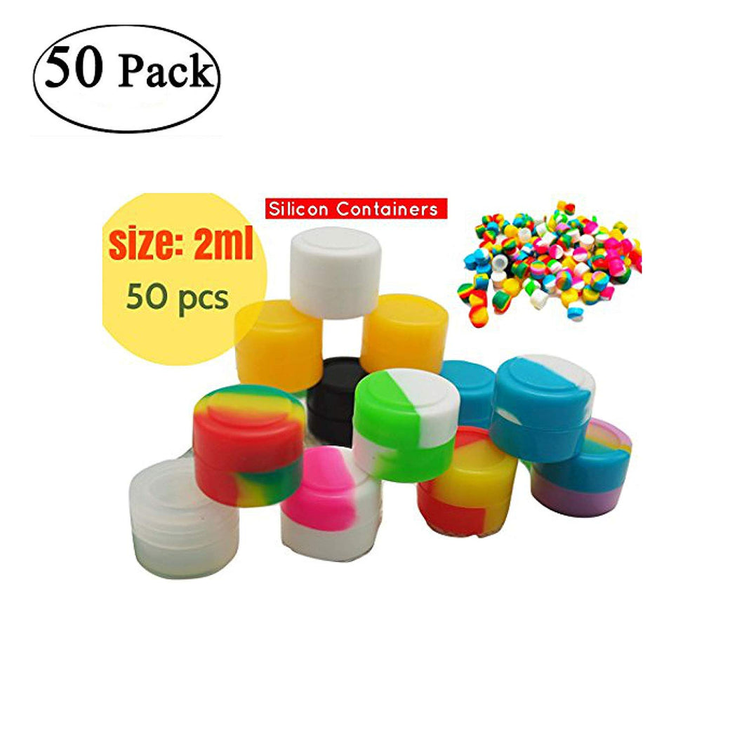 2ml Non-Stick Food Grade Silicone Oil Kitchen Container Dab Wax Concentrate Storage Jars, silicone wax containers, Silicone makeup sample containers (50, colorful)