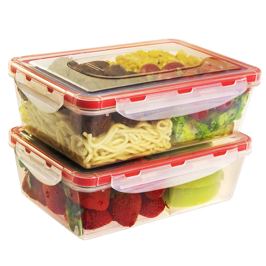 Bento Lunch Box 2pcs set 40,5 oz- Meal Prep Containers Microwavable - BPA Free - External Leak Proof - Portion Control Food Organizer Boxes Dishwasher Compatible Snap Locking Lid