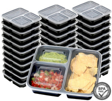 6 Pack - SimpleHouseware 3 Compartment Reusable Food Grade Meal Prep Storage Container Boxes (36 ounces)