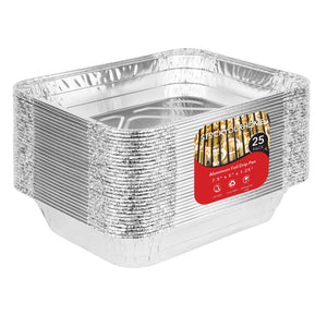 Aluminum Foil Grill Drip Pans (25 Pack) Disposable Grill Grease Trays - Weber Grills Compatible Drip Pans Liners to Catch Grease - BBQ Drip Pan - 7.5" x 5"
