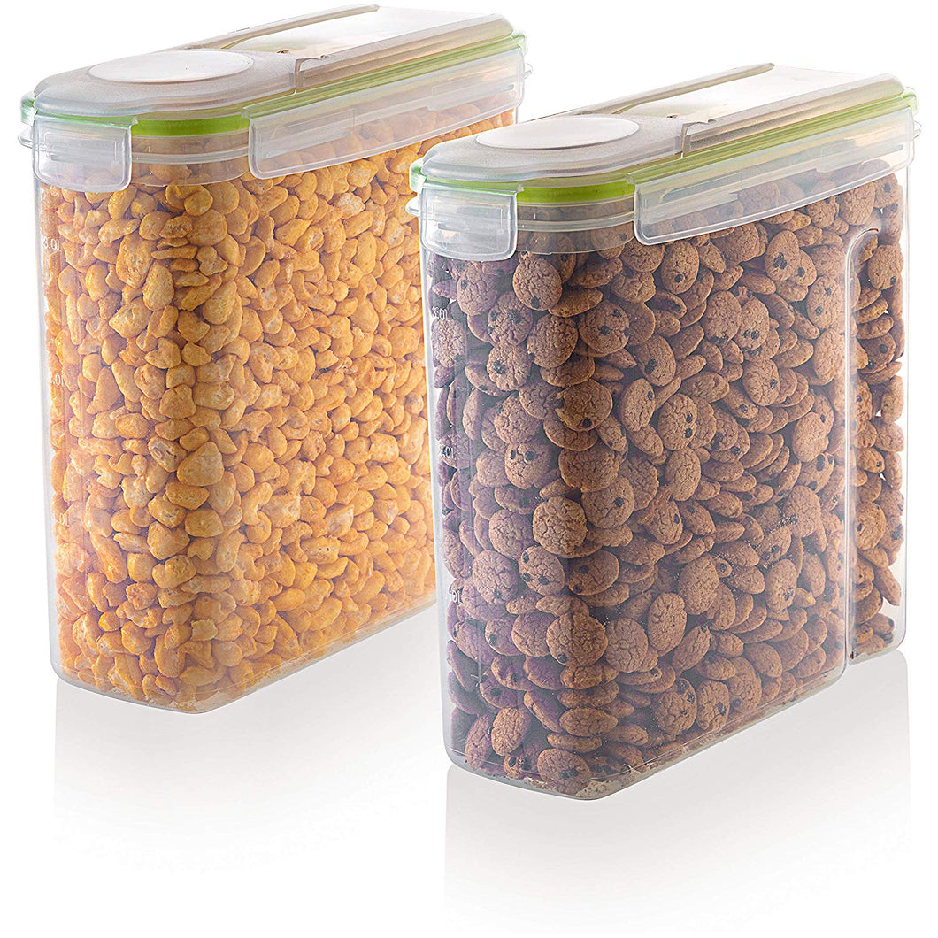 Cereal Storage Container Set - 100% Airtight Dry Food Keeper with Lids - BPA Free Plastic Container with Dispenser - Great for Snacks, Flour, Sugar, coffee Rice & More - Pantry Organizer - 4 Pack