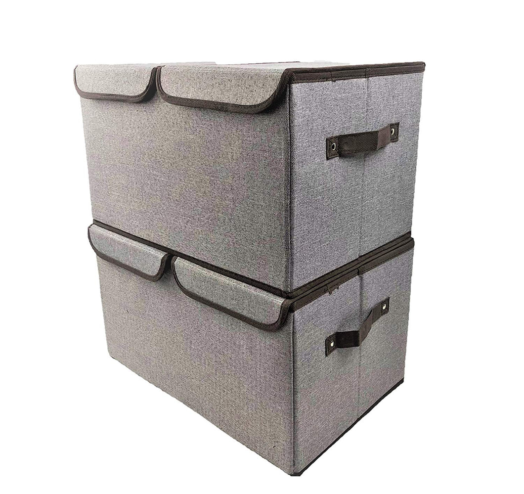 [3-Pack, Double Grid Large] Durable Storage Bins, Containers, Boxes, Tote, Baskets| Collapsible Storage Cubes For Nursery Household Organization | Declutter Shelf Closet | Dual Handle | Offices Drawer