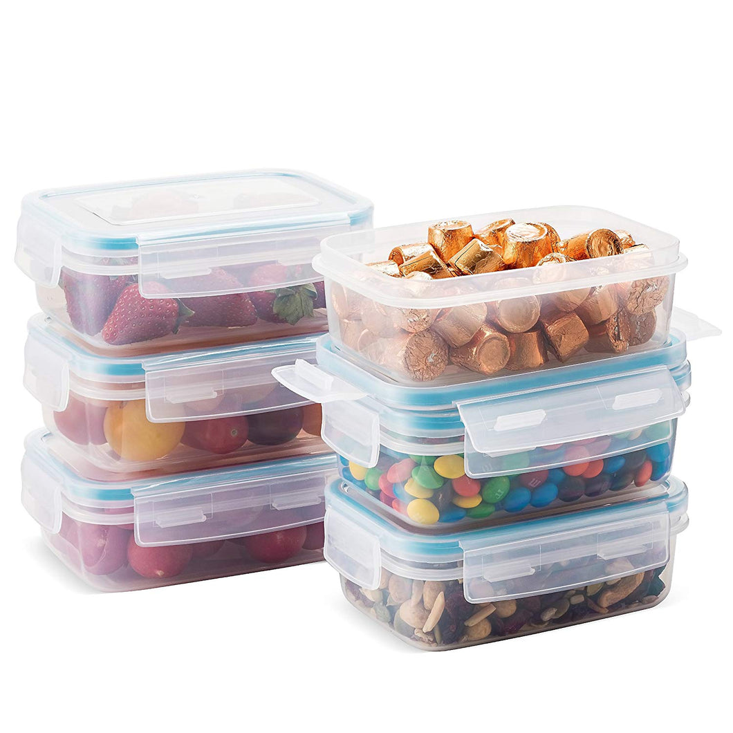 Komax Biokips Food Storage Snack Container 15oz. (set of 6) - Airtight, Leakproof With Locking Lids - BPA Free Plastic - Microwave, Freezer and Dishwasher Safe - Small Size to Store in Pantry