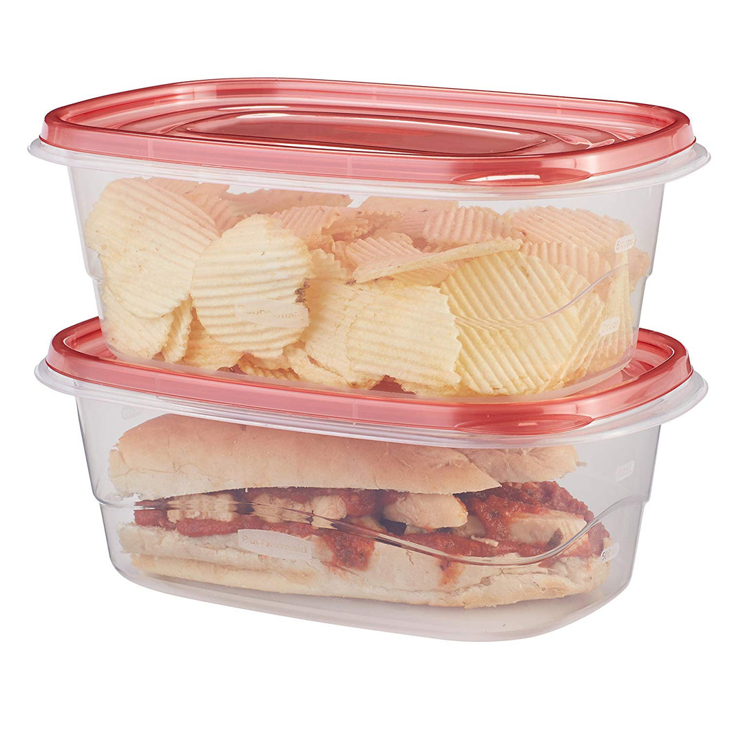 Rubbermaid TakeAlongs Deep Rectangular Food Storage Containers, 8 Cup, Tint Chili, 2 Count 1927006