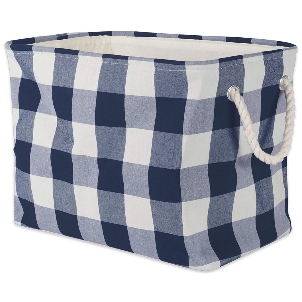DII Polyester Storage Basket or Bin with Durable Cotton Handles, Home Organizer Solution for Office, Bedroom, Closet, Toys, Laundry, Large, Navy & Off-White