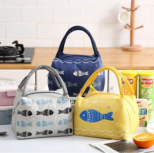 Zipper Lunch Tote Bag Cotton And Linen Waterproof Cooler Insulated Handbag Storage Containers