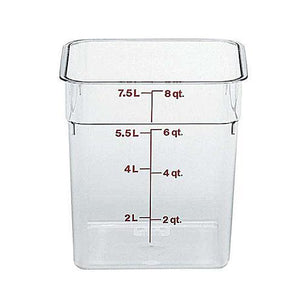 6PCE Cambro Square Polycarb Food Storage Container 7.6L Clear 8SFSCW