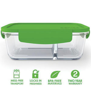 Bentgo Glass 2 Compartment Container Green BGO-GLSM-GRN