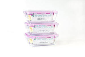 Set of 3 | Airtight Glass Meal Prep Containers with Leak-Free Lid Locks | Freezer & Oven Safe Glass Food Storage Containers | BPA-Free & Environmentally Friendly