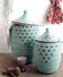 Beautiful unique patterned baskets suiting to your home decor. This Senegal hamper is used to decorate and declutter.