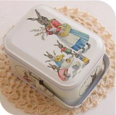 Metal Rabbit Design Tin Tote Box