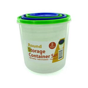 4 Pack round storage container set with lids ( Case of 2 )