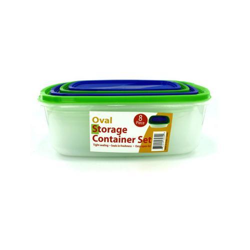 4 Pack oval storage containers with lids ( Case of 1 )
