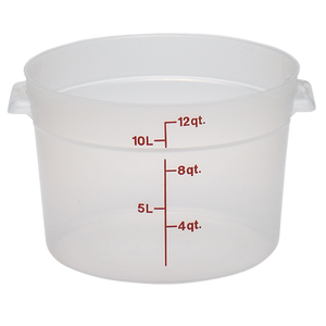 Cambro RFS12PP190 Storage Container, Round, 12 Qt., Plastic Clear, NSF