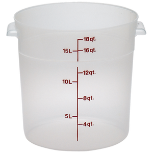 Cambro RFS18PP190 Round Storage Container 18 Qt., Plastic Clear, NSF