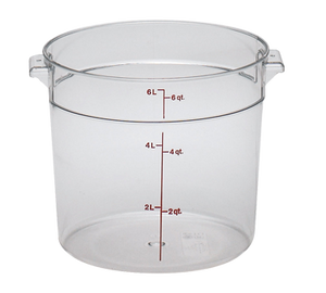 Cambro RFSCW6135 Round Storage Container 6 Qt. Plastic Clear, NSF