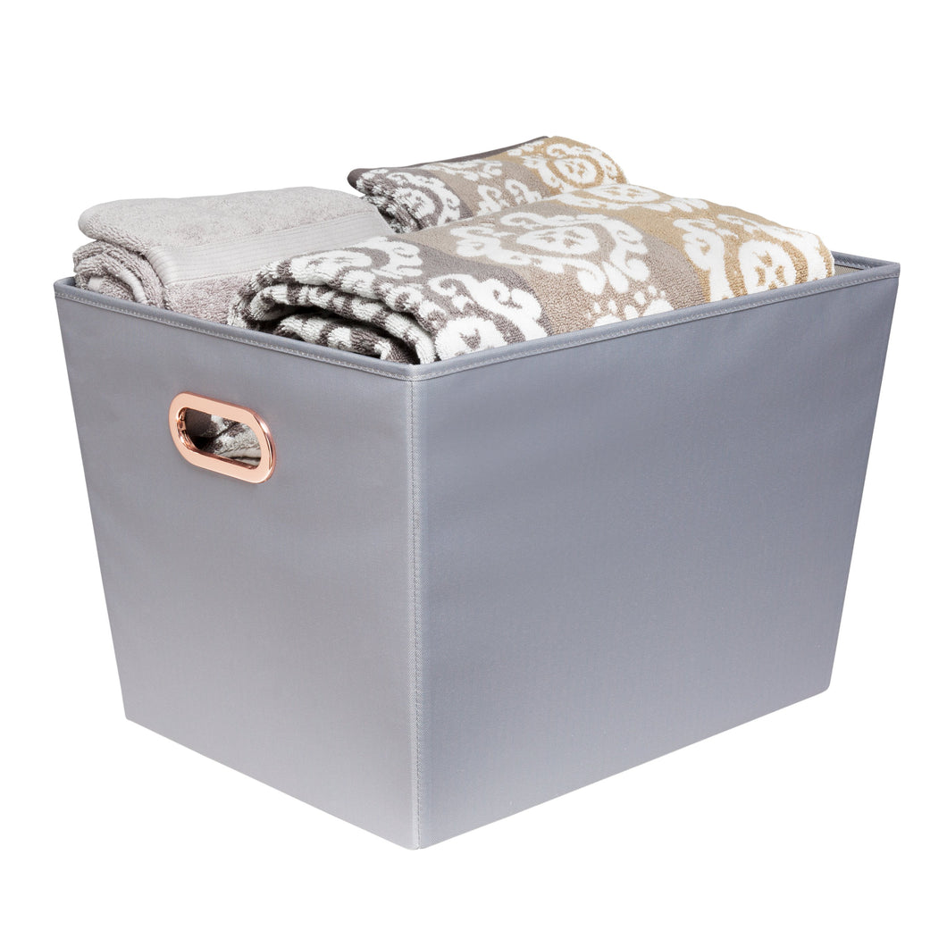 Large Storage Bin with Handles, Grey